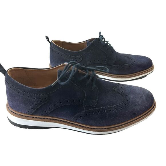 Clarks Chantry Men's Wing Tip Leather Lace Up Casual Comfort Blue Shoes, 7.5 - Picture 4 of 10